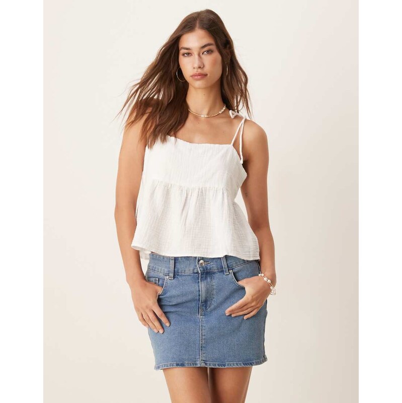 Mango cotton babydoll cami top in white 106579910
