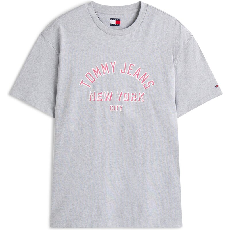 Tommy Jeans Tričko šedá / tmavě růžová / bílá