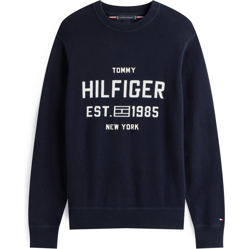 TOMMY HILFIGER Svetr ATHLEISURE tmavě modrá / bílá