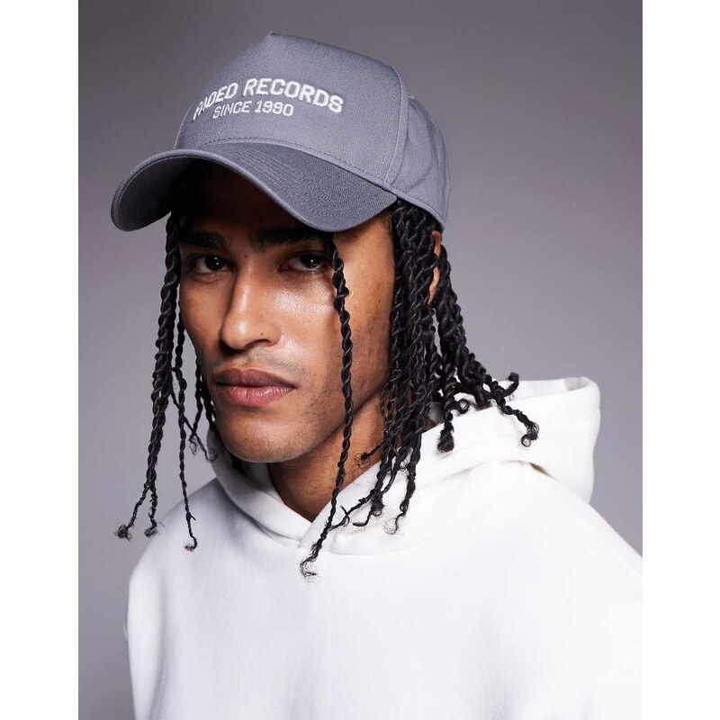 Faded Store record studio cap in charcoal-Grey