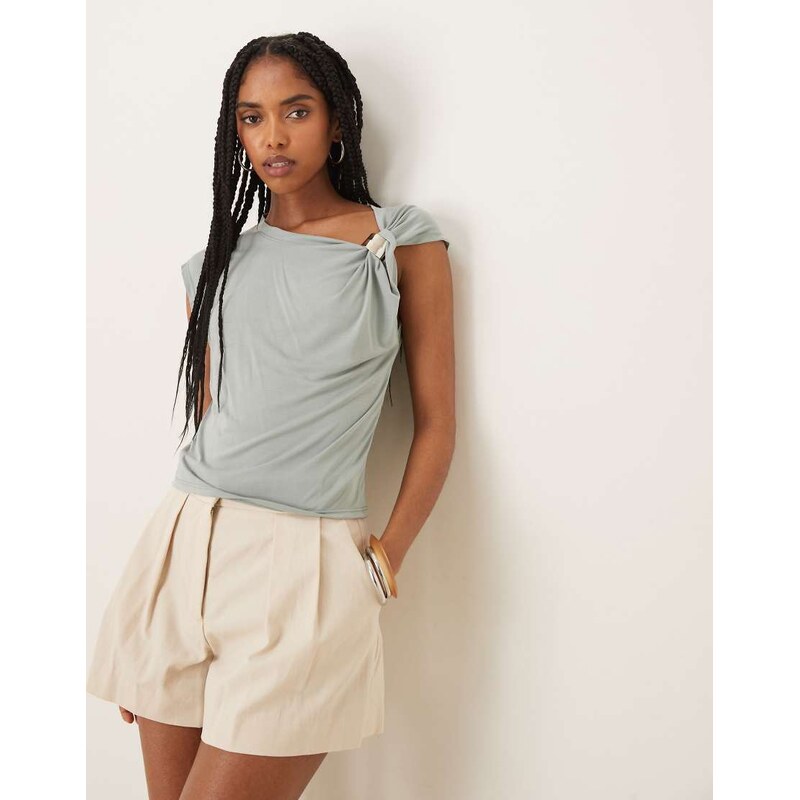 ASOS DESIGN modal vest with hardware shoulder detail in slate