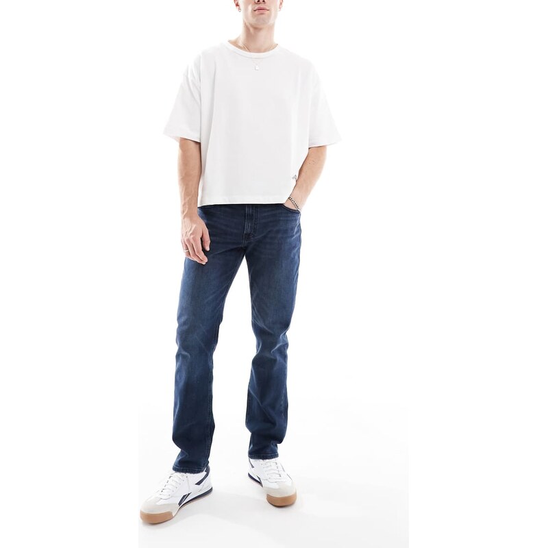 Jack & Jones clark straight jeans in dark wash-Blue