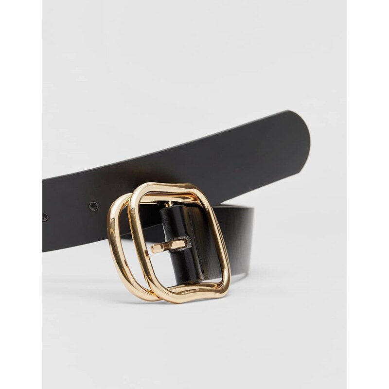 Stradivarius belt with double buckle in black