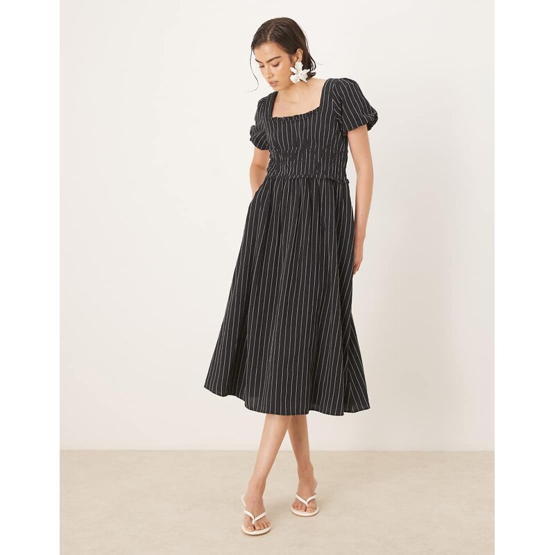Nobodys Child Aggie midi dress in black stripe 106603548