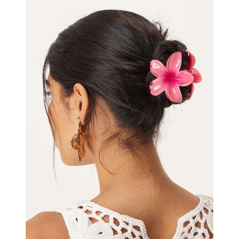 Sui Ava Plumeria flower large hair clip in pink
