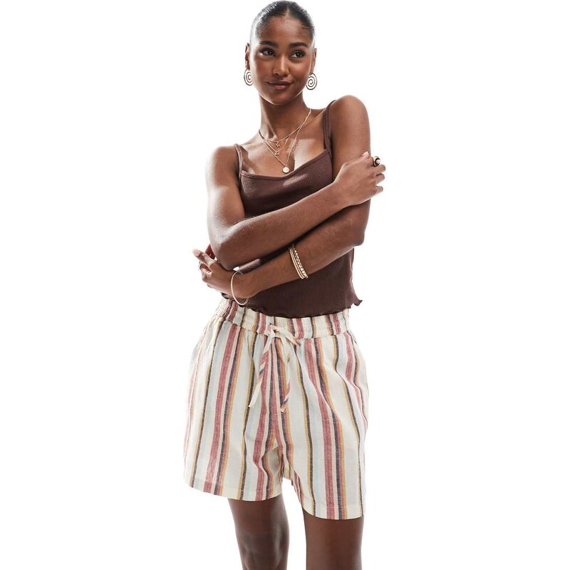 Object drawstring shorts in pastel stripe-Black 106603786