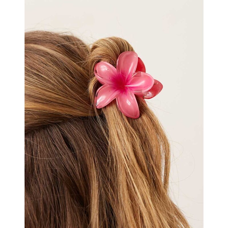 Sui Ava Plumeria flower mini hair clip in pink