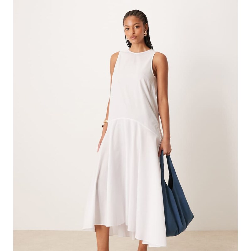 ASOS Tall ASOS DESIGN Tall sleeveless drop waist maxi dress in white 115512238