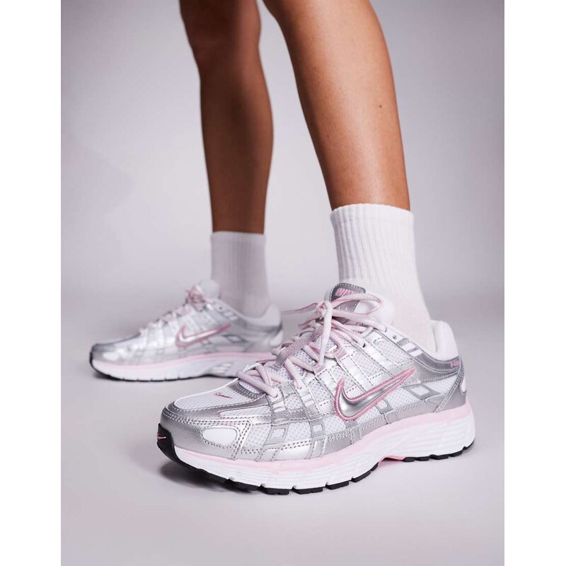 Nike P-6000 unisex trainers in silver and pink