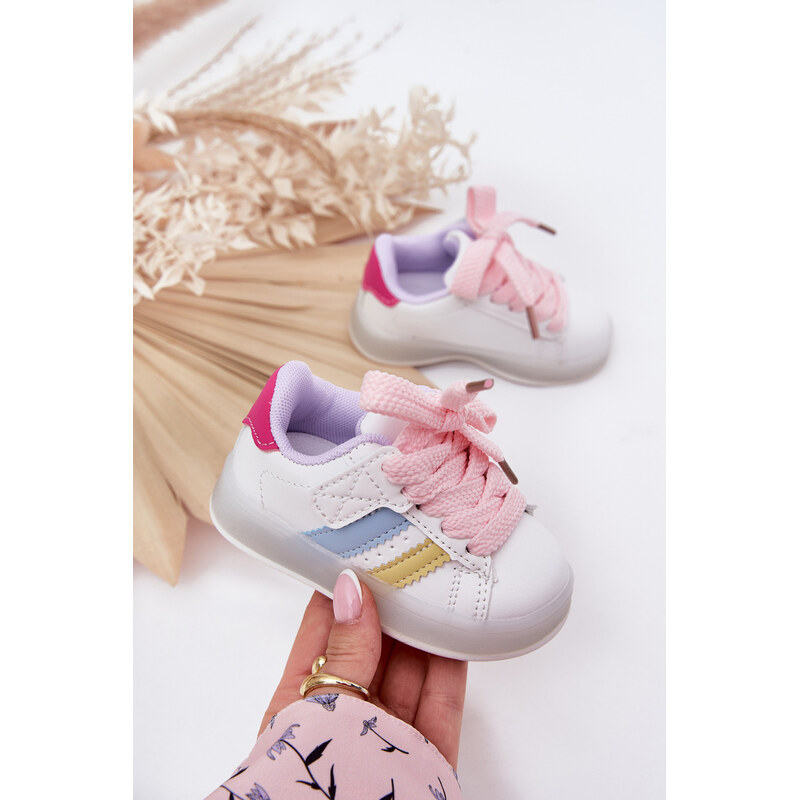 Boto Sportovní boty dětské sneakers s svítící podrážkou bílo