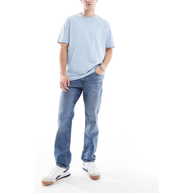 Jack & Jones Clark straight jeans in mid blue