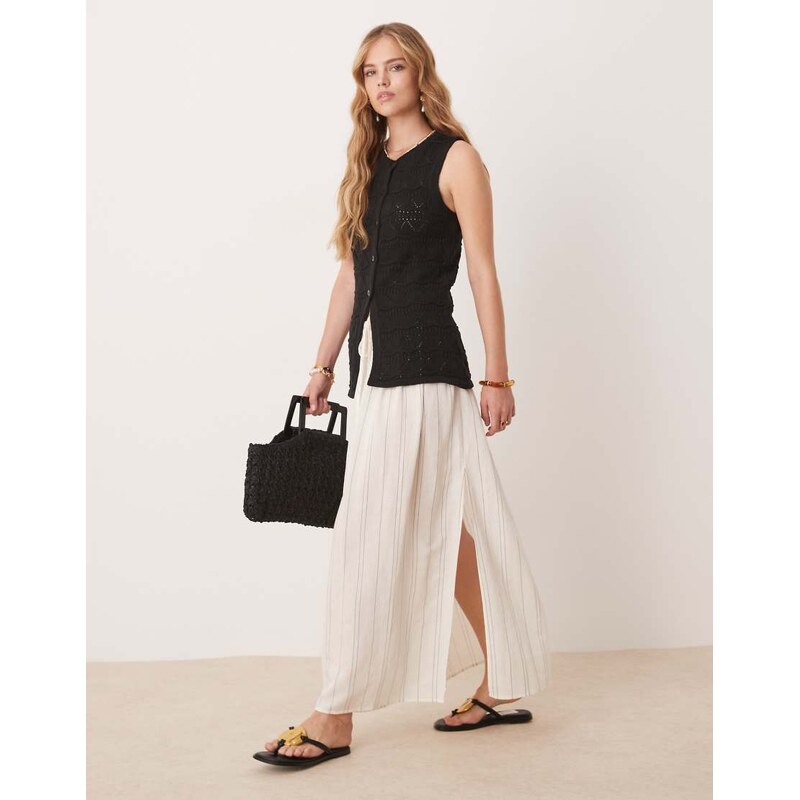 ASOS DESIGN knitted lace stitch waistcoat in black