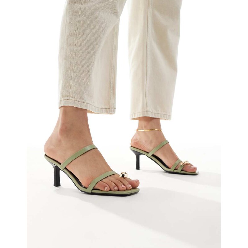 RAID heeled mule with gold toe detail in green 106731743