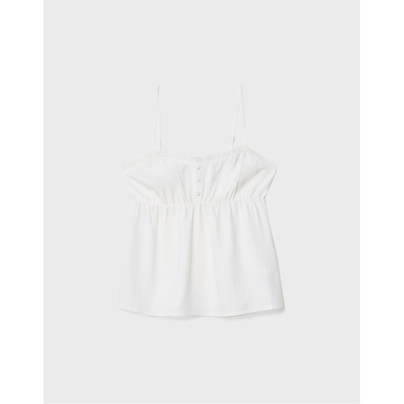 Stradivarius strappy top with linen in white 106614002