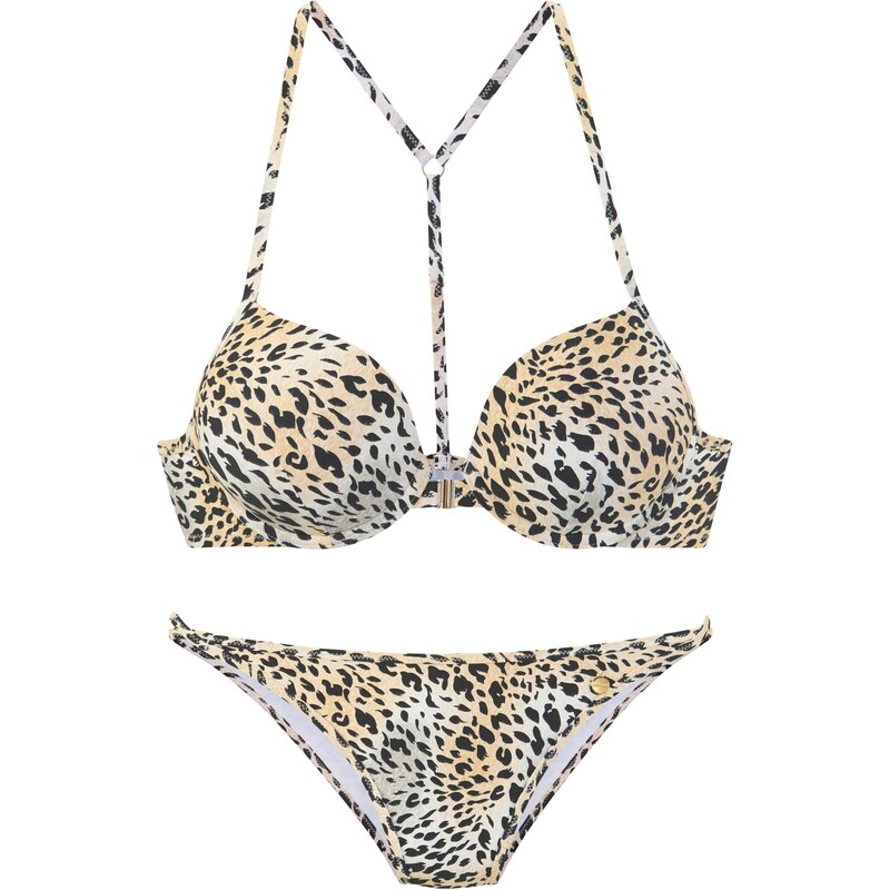 LASCANA Bikiny světle béžová / světle šedá / černá / bílá