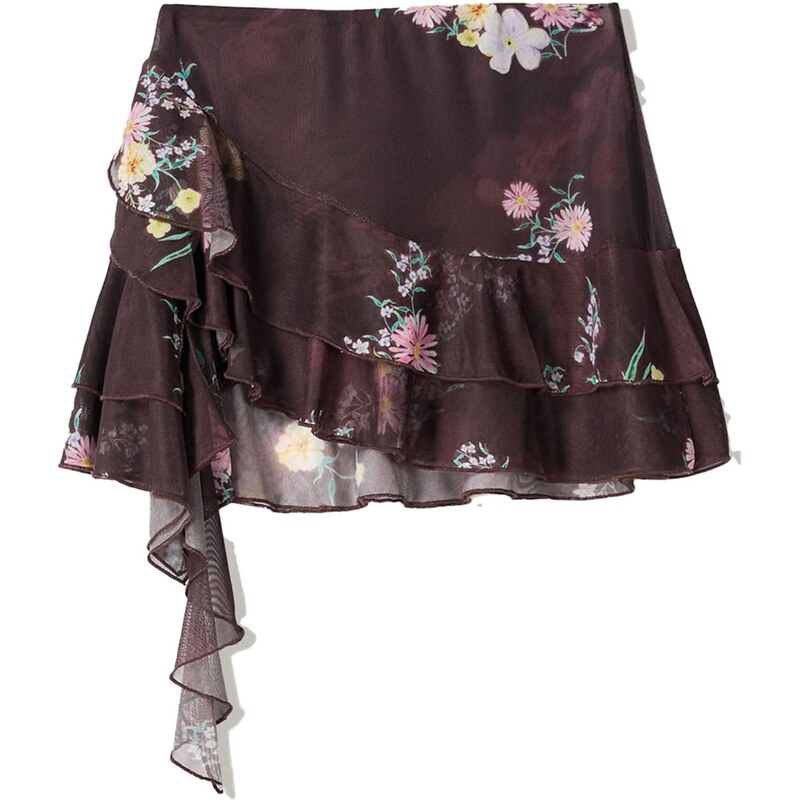 Bershka Sukně žlutá / zelená / lilek / růžová