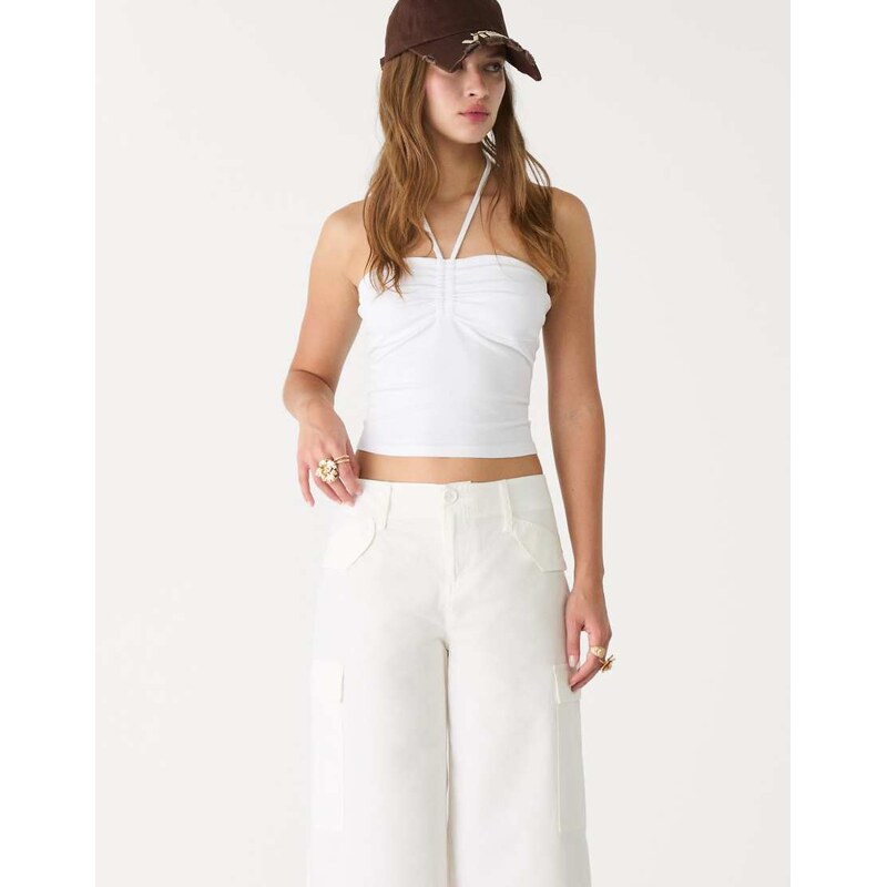 Stradivarius bandeau with tie detail in white 106612455