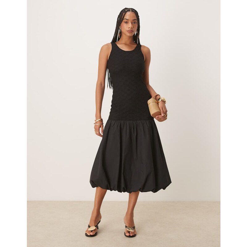 Bardot Melody lace poplin maxi dress in black 106612593