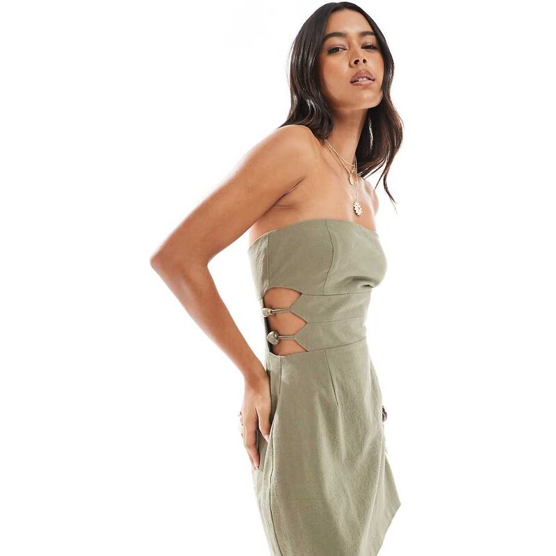 4th & Reckless exclusive linen look cotton bandeau cut out bead