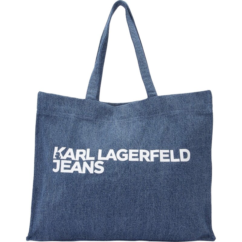 KARL LAGERFELD JEANS Nákupní taška modrá džínovina / bílá