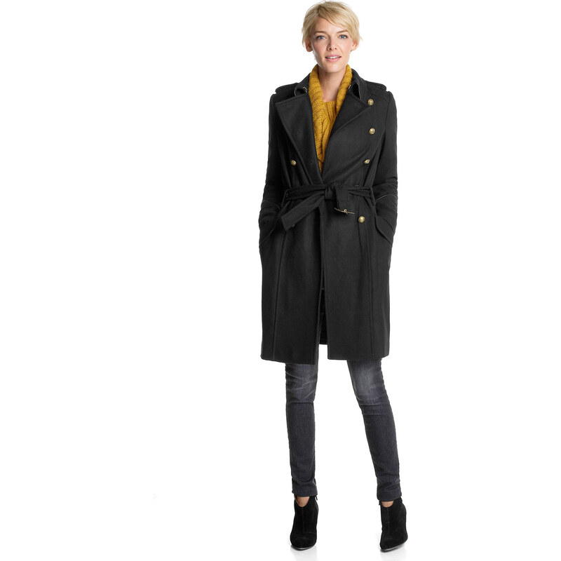 Esprit woolly trench coat with leather