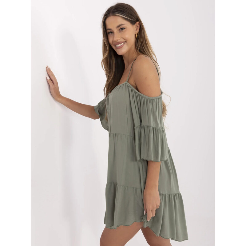 BASIC Dámské zelené šaty TW-SK-BI-80840.20-khaki