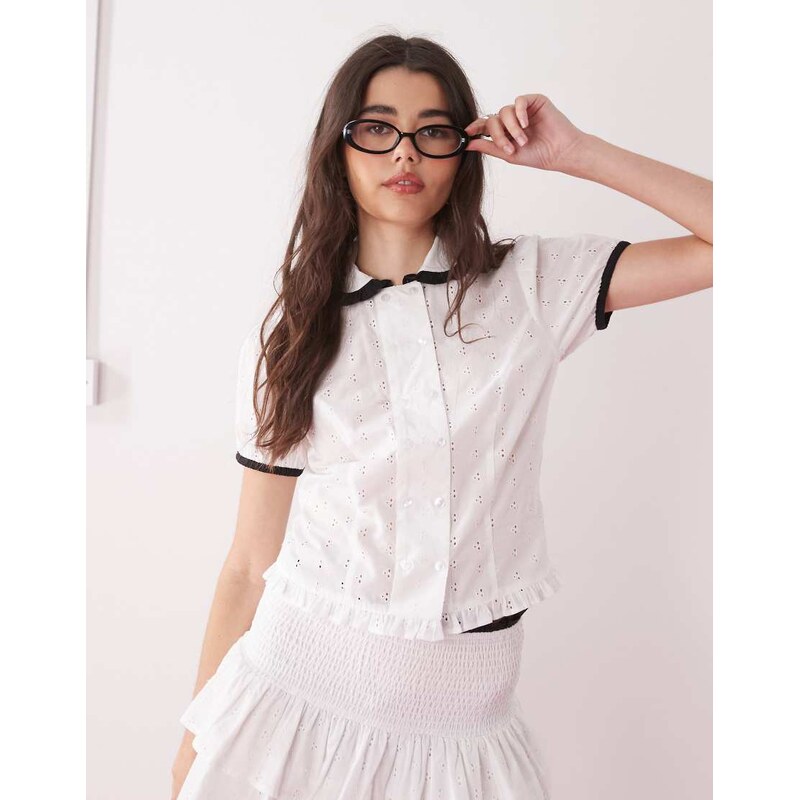 COLLUSION broderie blouse co-ord in white 115552215