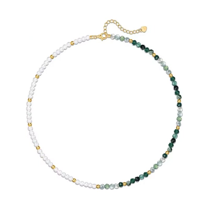 GRACE Silver Jewellery Luxusní stříbrný náhrdelník MECHOVÝ ACHÁT - 106634419