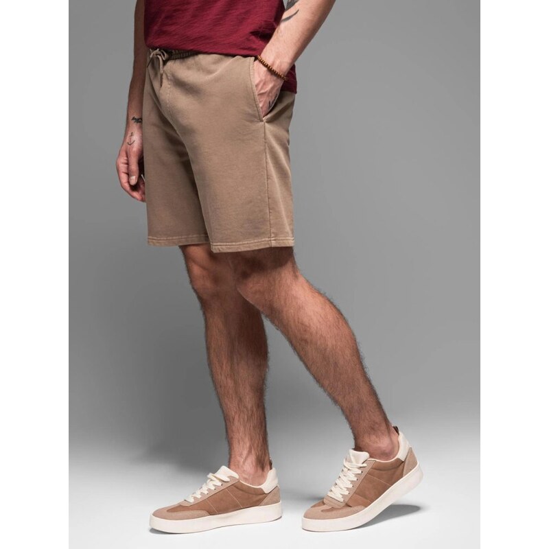 Ombre Clothing Základní hnědé pánské šortky V2 SRWS-0122