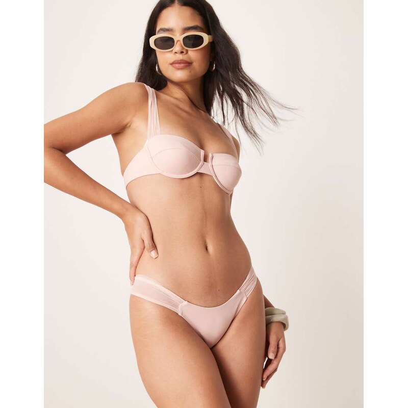 Free Society mesh underwire bikini top in ballet pink 106638079