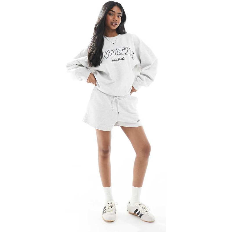 4th & Reckless cotton embroidered logo sweat shorts co-ord in