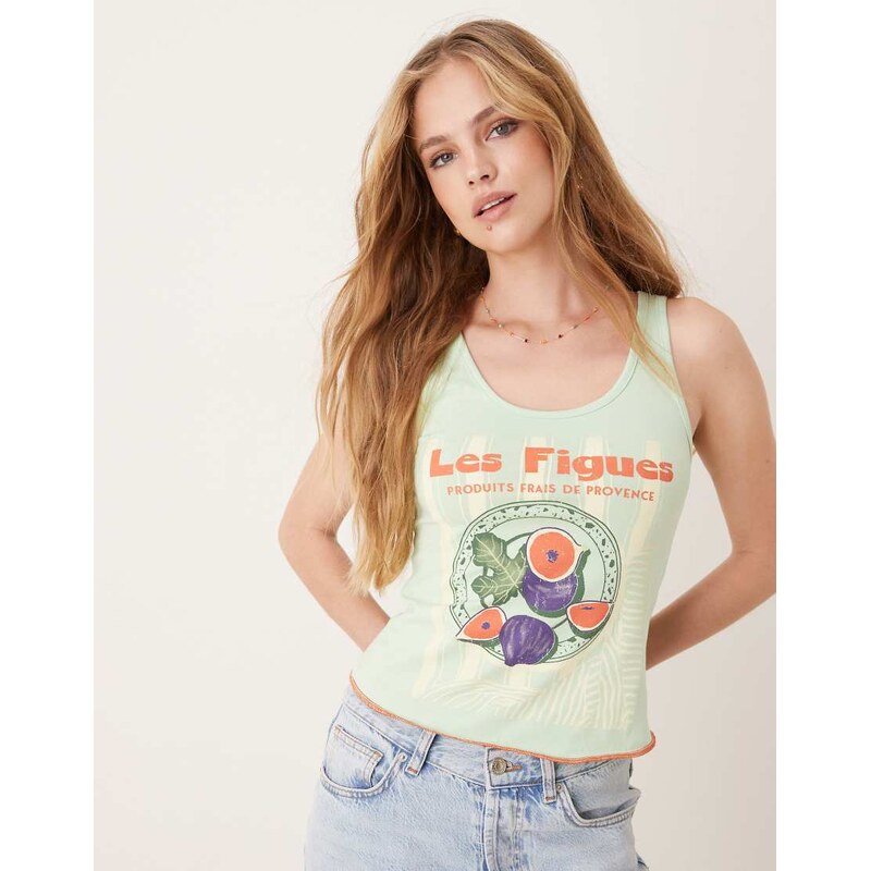 ASOS DESIGN vest with fruit graphic in green 106638347