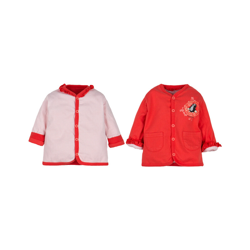 G-mini Dívčí oboustranný kabátek Krteček, bílo-červený