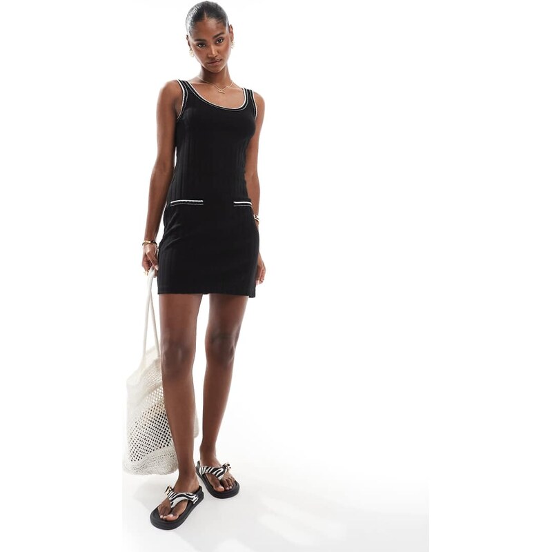 Miss Selfridge contrast seam pocket detail mini dress in black 112653964