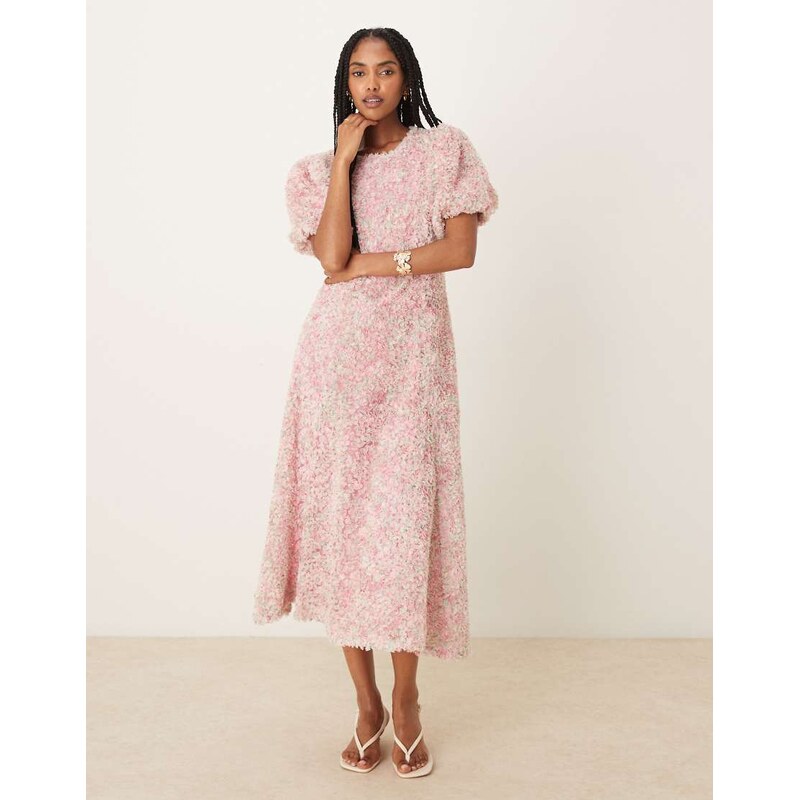 YAS premium 3D confetti floral detail maxi dress in pink 106641428