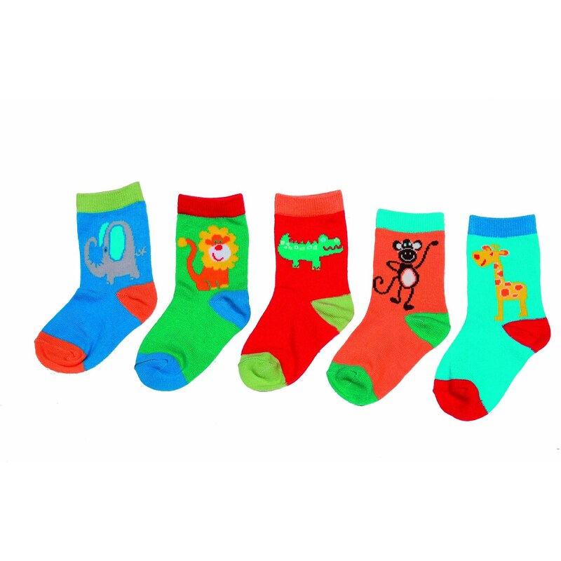 Bugga Dětský set 5 párů ponožek se zvířátky - barevný