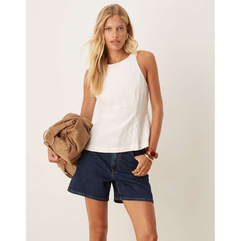 Mango cupro high neck vest top in white 106641589