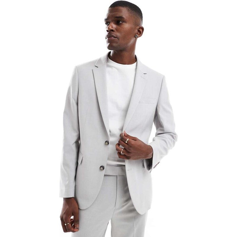 ASOS DESIGN slim suit jacket in ice grey