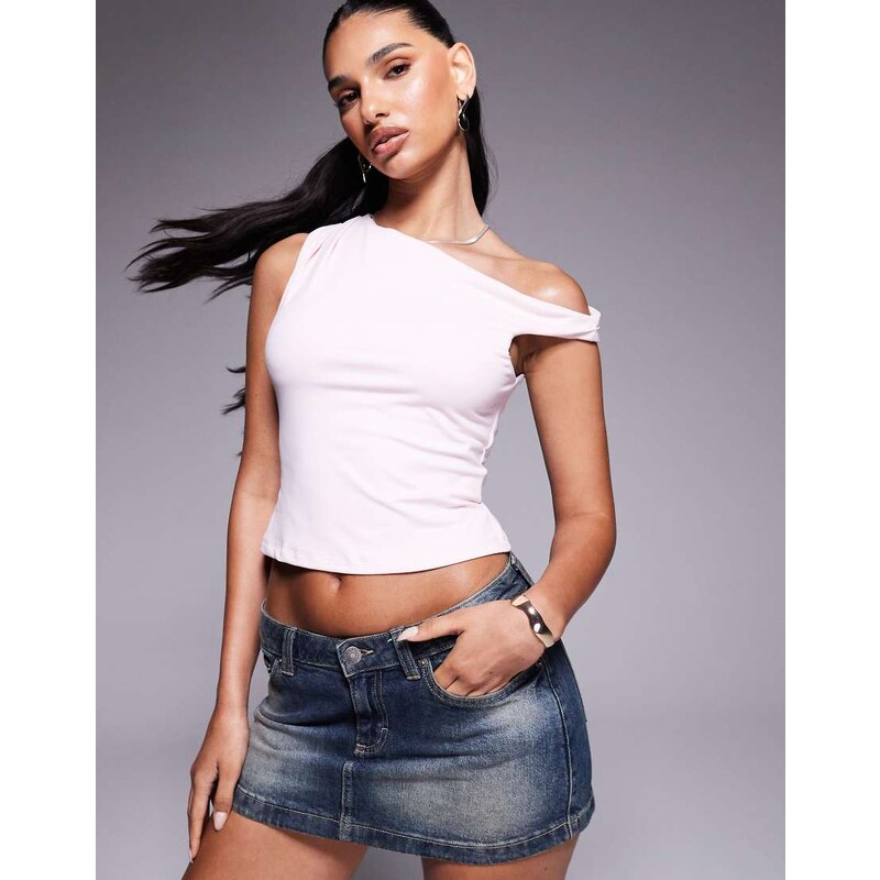 Princess Polly Danza double sculpted slinky off shoulder top in baby 106905955
