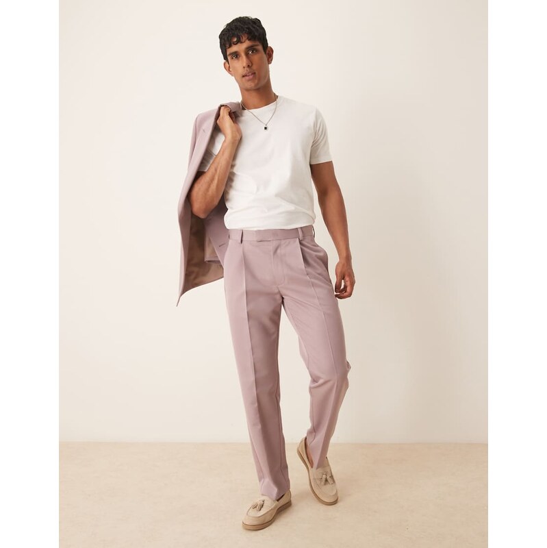 ASOS DESIGN straight leg suit trousers in dusty pink