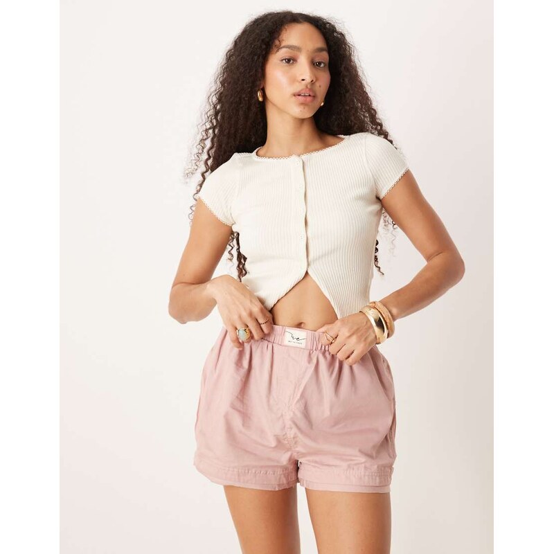 Free People day to day relaxed boxer shorts in dusty pink