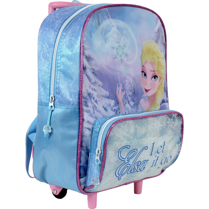 Disney Brand Dívčí batůžek na kolečkách Frozen - světle modrý