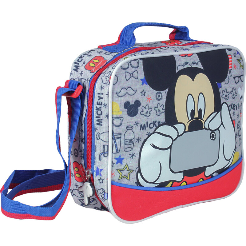 Disney Brand Dětská svačinová taška přes rameno Mickey Mouse - šedo-červená