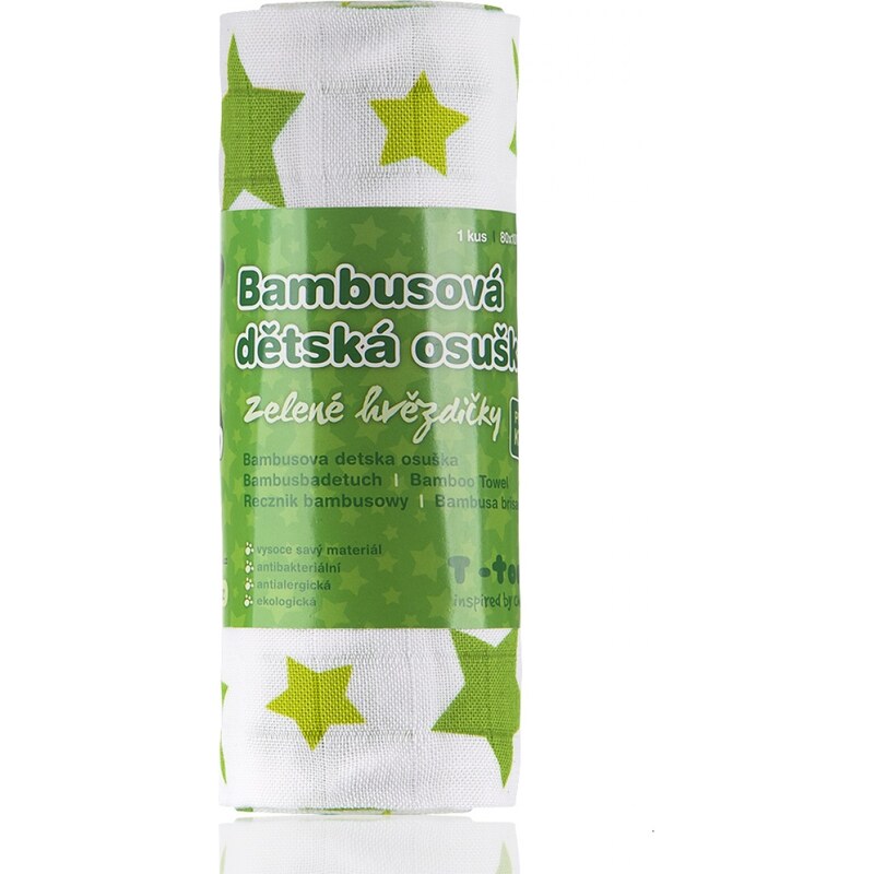 T-tomi Bambusová osuška, 1 kus, zelené hvězdičky