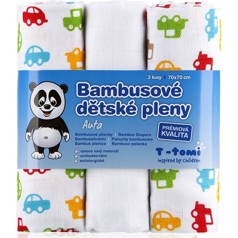 T-tomi Bambusové pleny, sada 3 kusů, auta