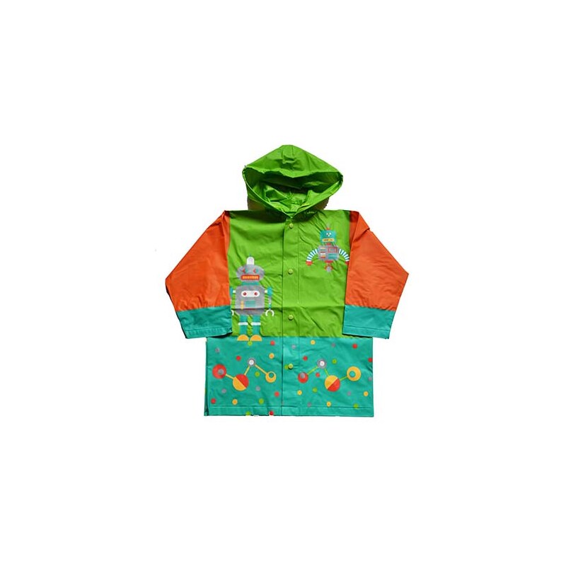 PIDILIDI Chlapecká pláštěnka s robotem - oranžovo-zelená