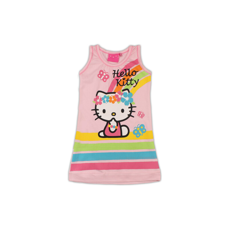 E plus M Dívčí šaty Hello Kitty s duhou - světle růžové