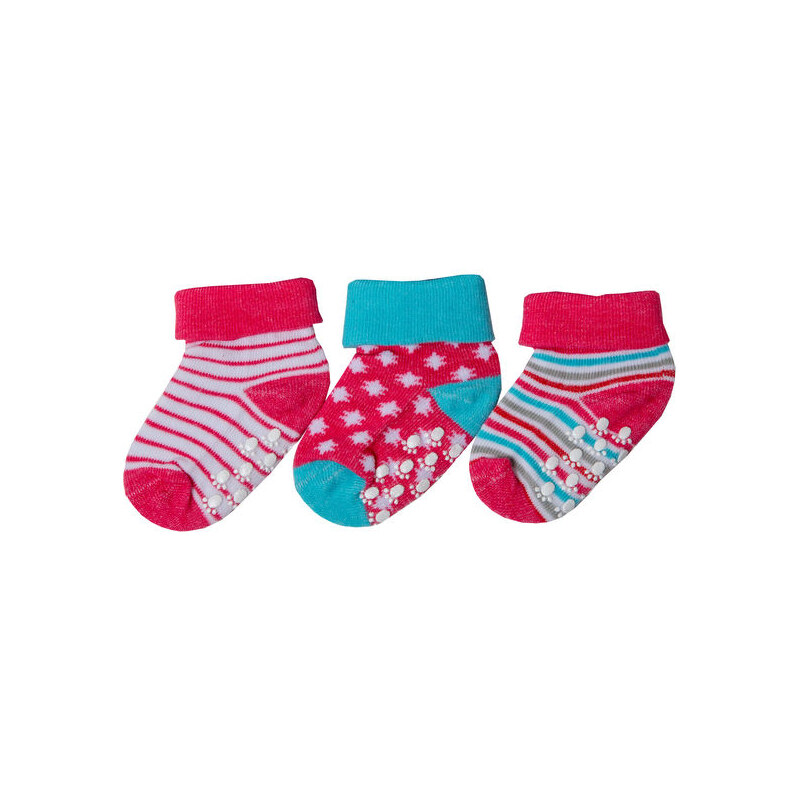 G-mini Dívčí set 3 párů protiskluzových ponožek - barevný