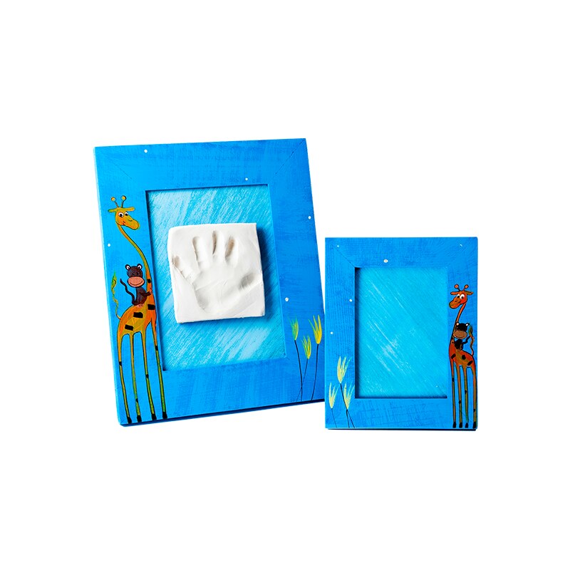 BABY OTISK Sada pro otisk s ručně malovaným rámem + malý rámeček– barva modrá