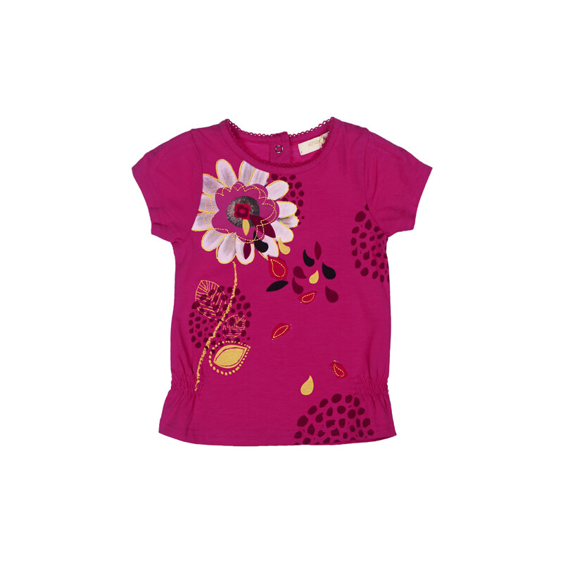 Tup-Tup Dívčí tričko s kytičkou - fuchsiové